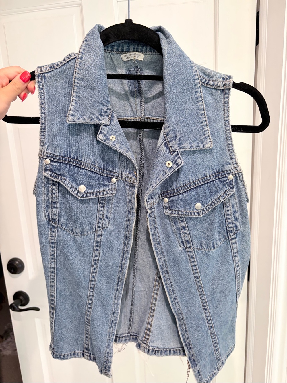 RARE Vintage GUESS Longline Denim Moto Vest